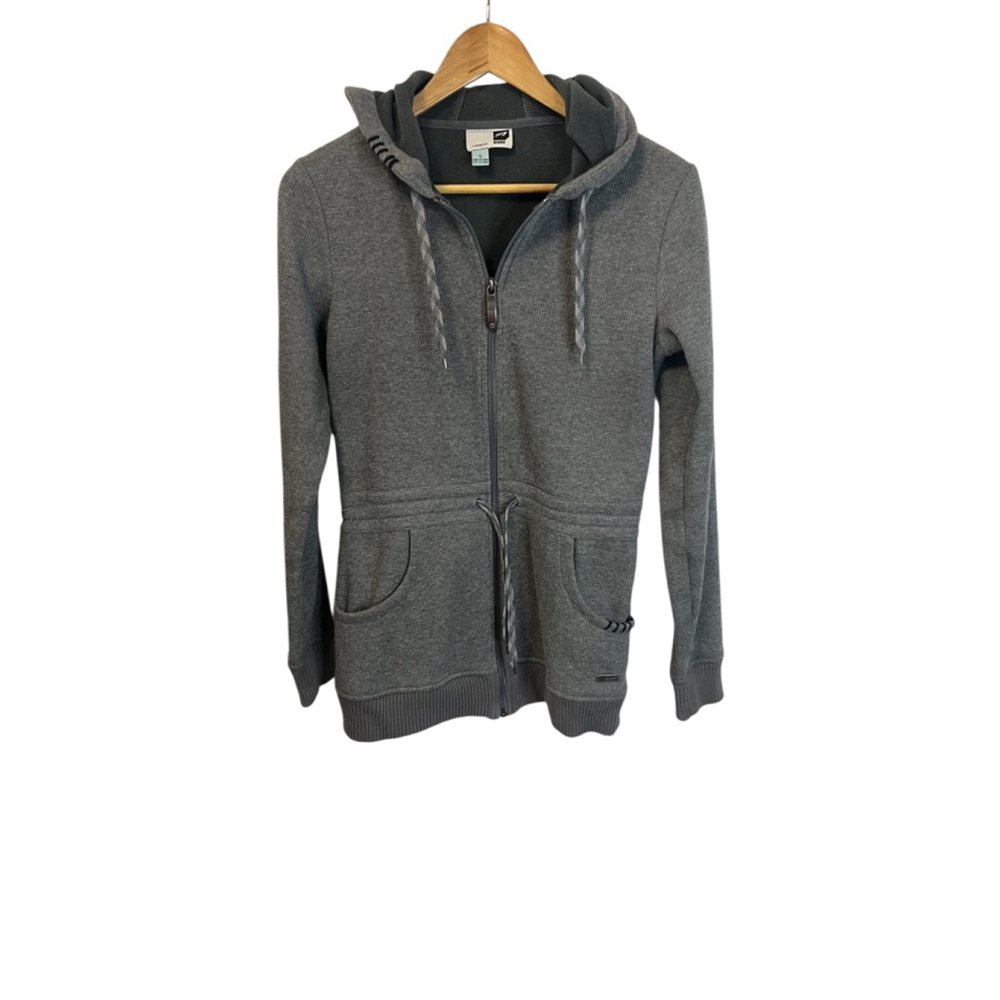 ORAGE Women’s Small Charcoal Grey Waffle Zip Up Hoodie Sweatshirt S